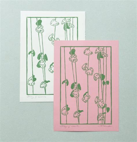 String Of Hearts Linocut Print — Sally Anne Stewart Printmaker