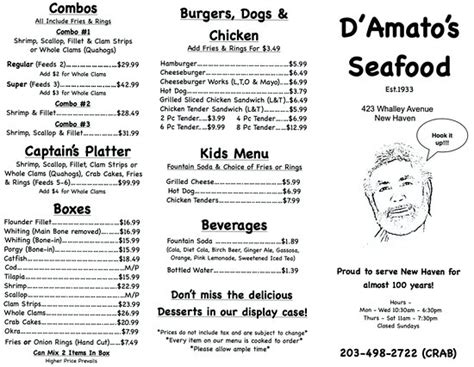 D'AMATO'S SEAFOOD II, New Haven - Menu, Prices & Restaurant Reviews ...