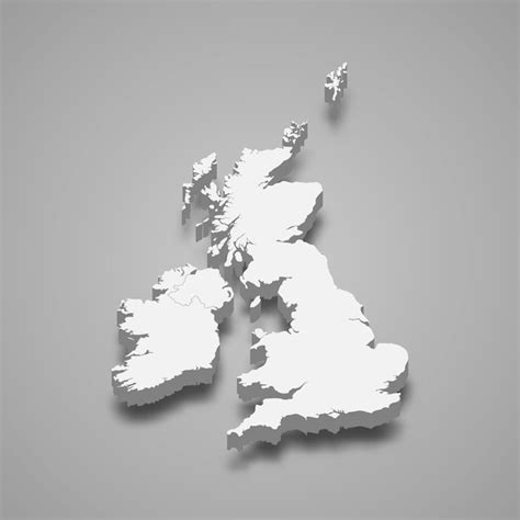 Isometrische 3D Karte Der Region Britische Inseln Isoliert Mit