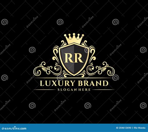 Rr Initial Letter Gold Calligraphic Feminine Floral Hand Drawn Heraldic