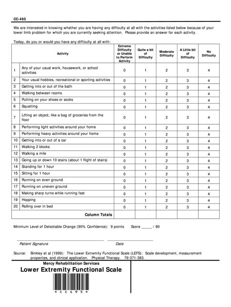 Fillable Online Lower Extremity Functional Scale Lower Extremity