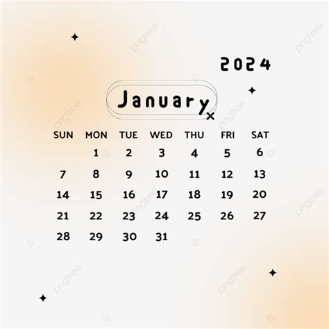 Januar 2024 Kalender Monatliche Vektorvorlage Januar 2024 Kalender