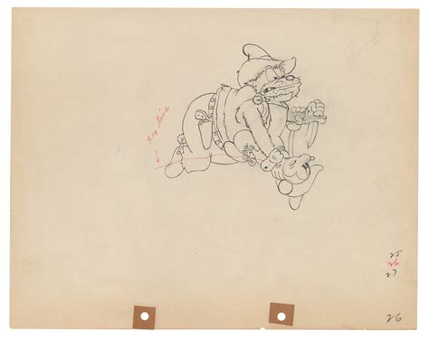 Mickey Mouse and Black Pete production drawing from Two-Gun Mickey