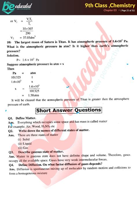 Chapter 5 Chemistry 9th Class Notes Matric Part 1 Notes