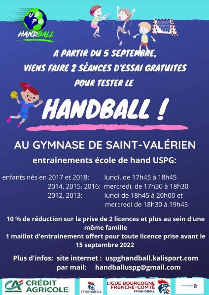 Infos Reprise école De Hand Uspg Handball Saint ValÉrien