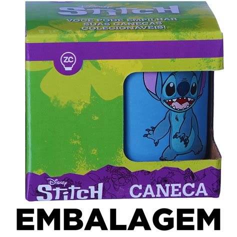 Mini Caneca Stitch Azul Café Expresso Empilhável Cerâmica 100ML Oficial