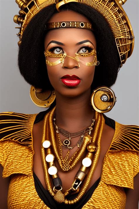 African Princess Steampunk In Gold Creative Fabrica