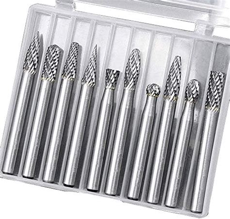 Amazon Double Cut Carbide Rotary Burr Set 10 Pcs 1 8 Shank 1 4