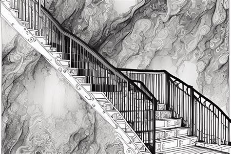 Stairway To Heaven Hyper Realistic Watercolor Coloring Graphic