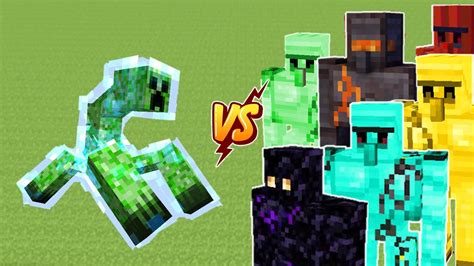 Mutant Charged Creeper Vs Extra Golems Minecraft Mob Battle Youtube