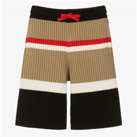 Burberry Boys Beige Icon Stripe Wool Knit Shorts Childrensalon