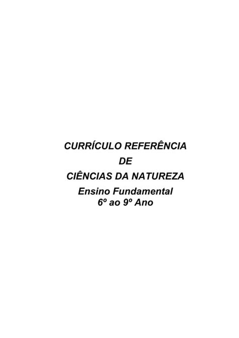 Curr Culo Refer Ncia Ci Ncias Da Natureza Ao Ano Pdf