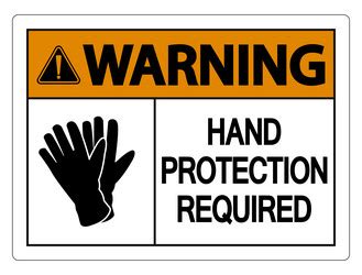 Caution Hand Protection Required Wall Sign On Vector Image