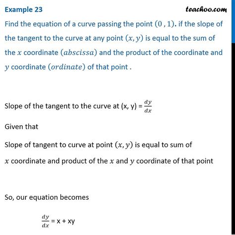 Example 18 Find Equation Of A Curve Passing 01 If Slope Of