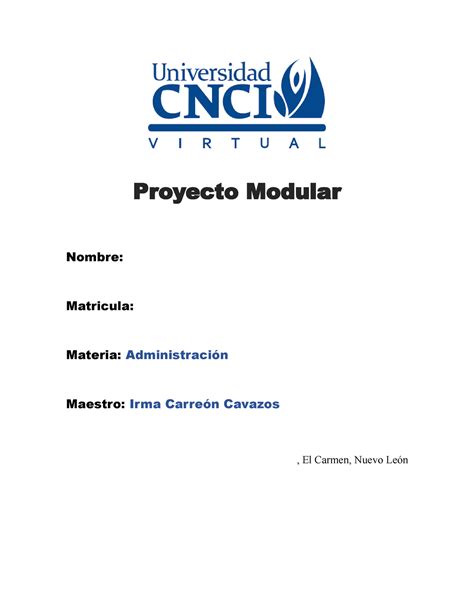 Proyecto Modular Proyecto Modular Nombre Matricula Materia