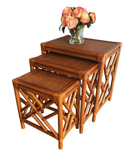 Rattan Stack Tables Set Of 3