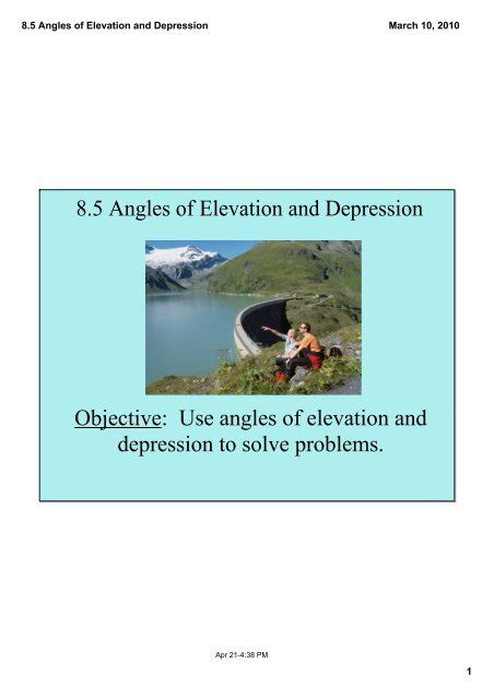 8 5 Practice Angles Of Elevation And Depression Worksheet Answers