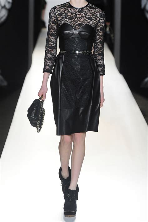 Lyst Mulberry Paneled Leather And Lace Dress In Black