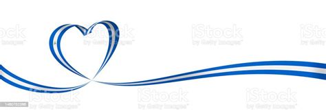 Nicaragua Long Ribbon Heart Flag Banner Nicaraguan Heart Shaped Flag Stock Vector Illustration