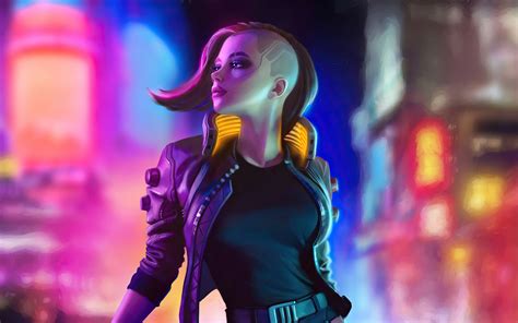 X Cyberpunk Girl In City K P Hd K Wallpapers Images