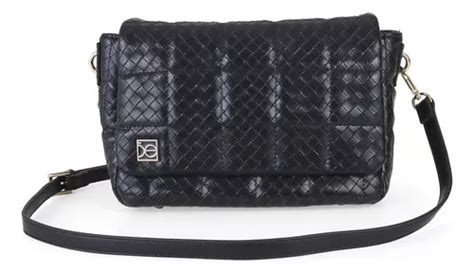 Bolsa Crossbody Para Mujer Cloe Acolchada Look Tejido Color Negro