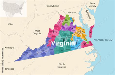 Virginia's congressional districts (since 2022) vector map with ...