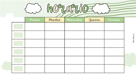 Horario Escolar Verde M Notes Ec Udocz