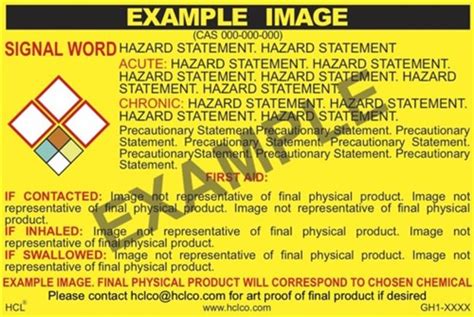 Hcl Labels Arsine Ghs Label X Adhesive Vinyl Pack Of