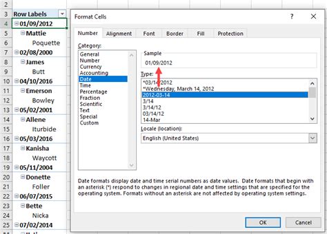 Pivot Table Format Date