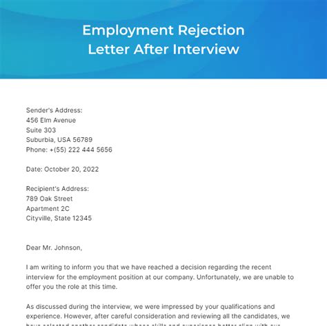 Free Rejection Letter Templates And Examples Edit Online And Download