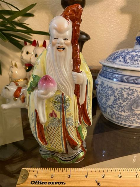 Vintage Chinese Porcelain Figurine Of Shou Lao Immortal God Etsy