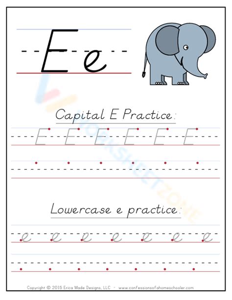 D Nealian Handwriting Letter Ee Worksheet