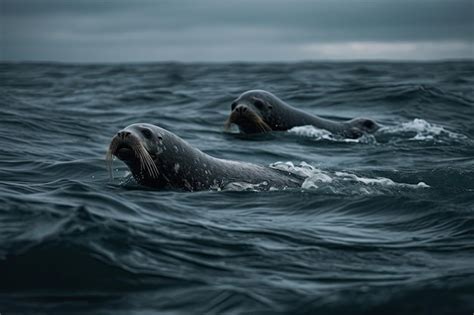 Premium Ai Image Two Seals Swimming In The Ocean
