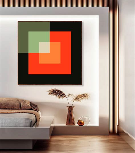 Quadro Abstrato Geom Trico Laranja Canvas Moldura X Elo