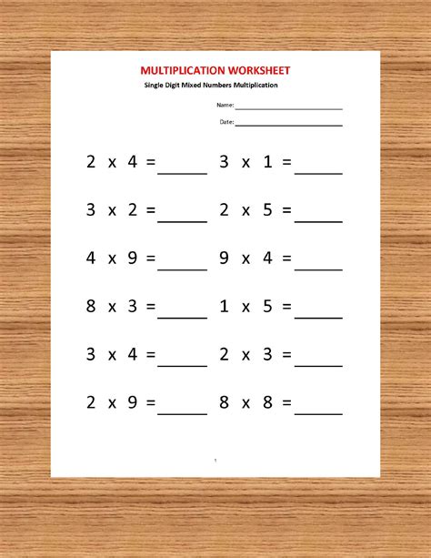 Multiplication Worksheets Times Tables