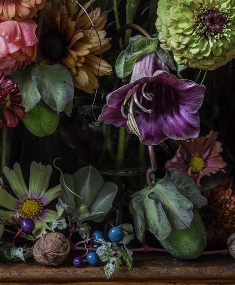 Arrangement Of Flowers In Glass Vase Still Life Painting