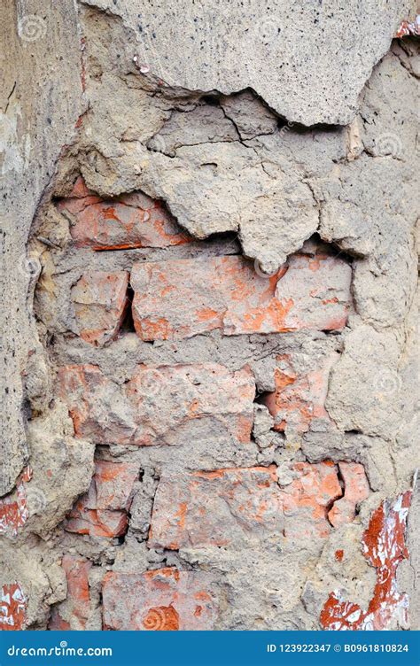 Old Decaying Wall Old Brick Broken Wall Ruin Urban Backyard Stock