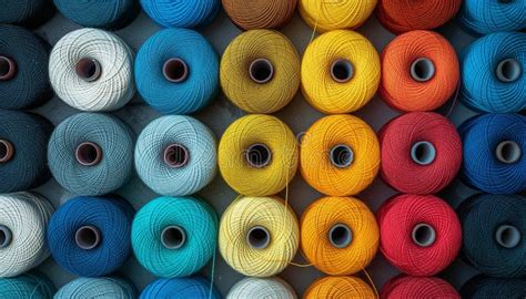 Colorful Thread Spools Arranged Neatly On Shelves Stock Photo Image