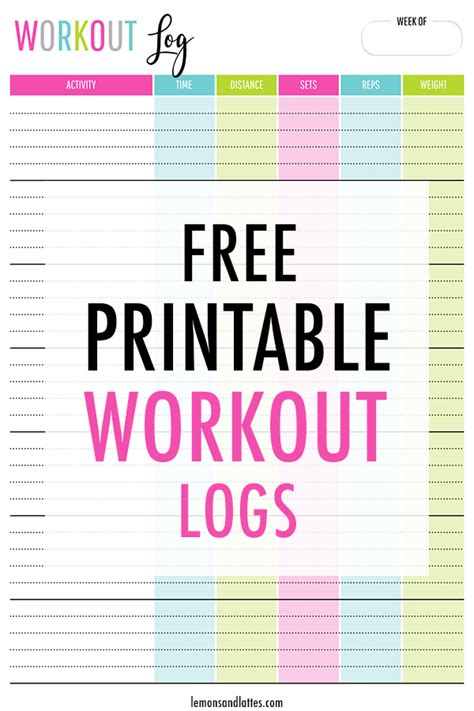 Free Printable Exercise Log Workout Log Workout Log Printable