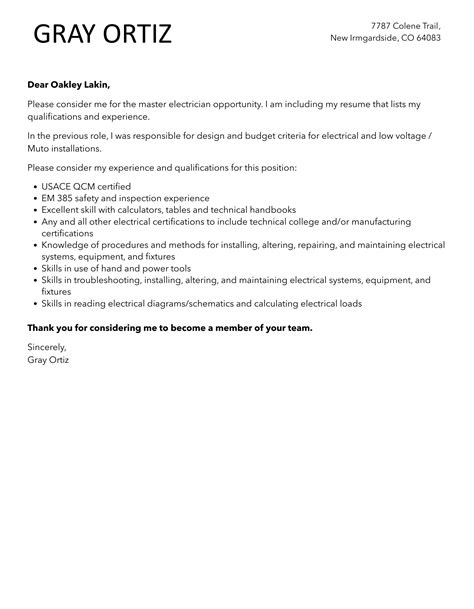 Master Electrician Cover Letter Velvet Jobs