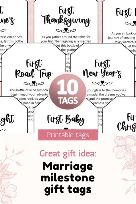 Marriage Milestone Wine Labels Printable Gift Tags Marriage Milestone