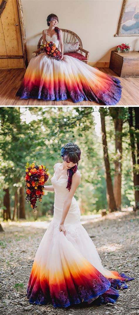 Dip Dyed Colorful Wedding Dresses Are The New Bridal Trend