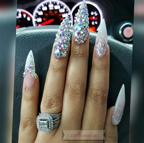 Blinged Stiletto Nails Swarovski Crystals Hot Nails Trendy Nails I