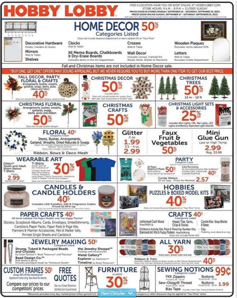 Hobby Lobby Weekly Ad Sep Sep