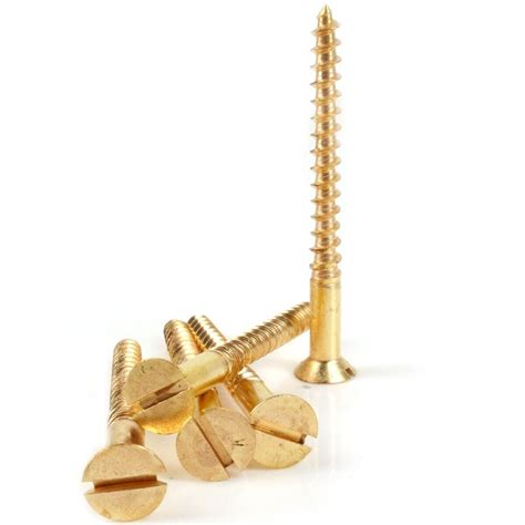 G Solid Brass Woodscrews Mm Thick Countersunk Flat Slotted Head