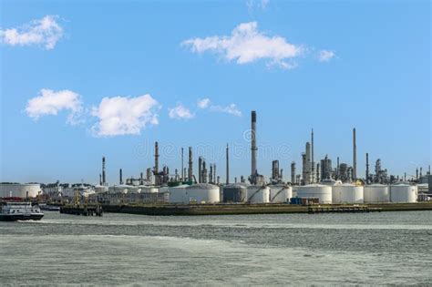 Closeup Shell Pernis Refinery Port Of Rotterdam Netherlands