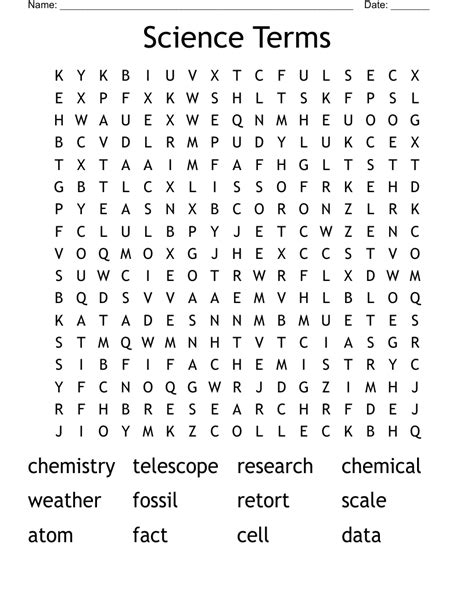 Science Terms Word Search WordMint