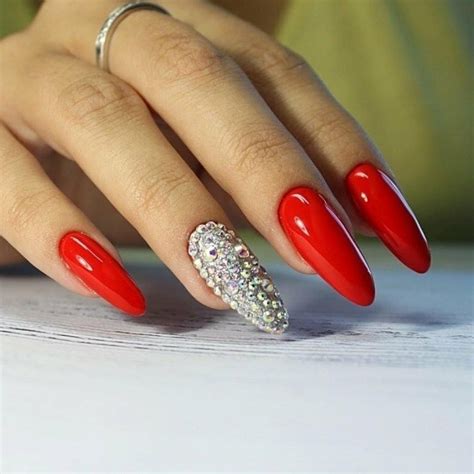 Красные Острые Ногти Дизайн Со Стразами — Richnail.ru
