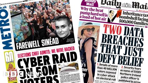 Newspaper Headlines Double Data Breach And Jabs Could Beat Obesity Bbc News