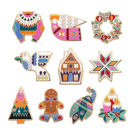 Modern Holiday Enamel Pin Pack 10 Piece Erstwilder